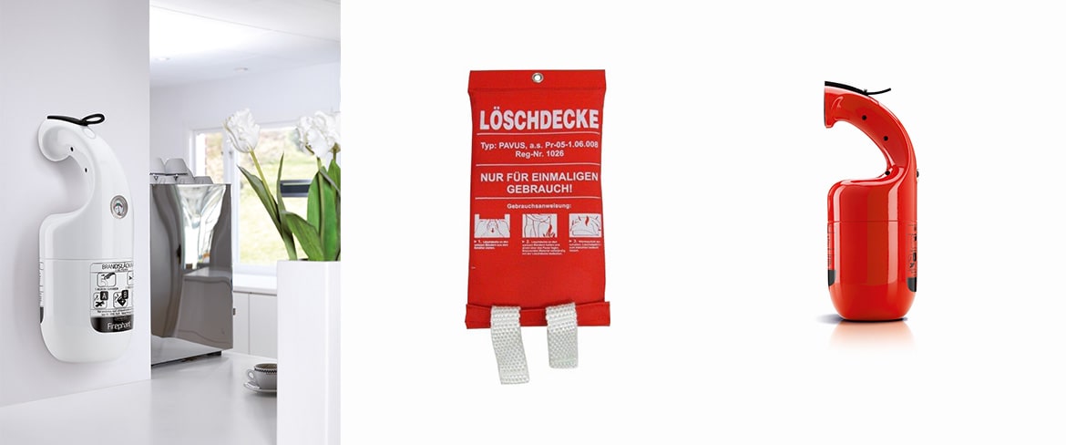 Feuerlöschdecke und Feuerlöscher